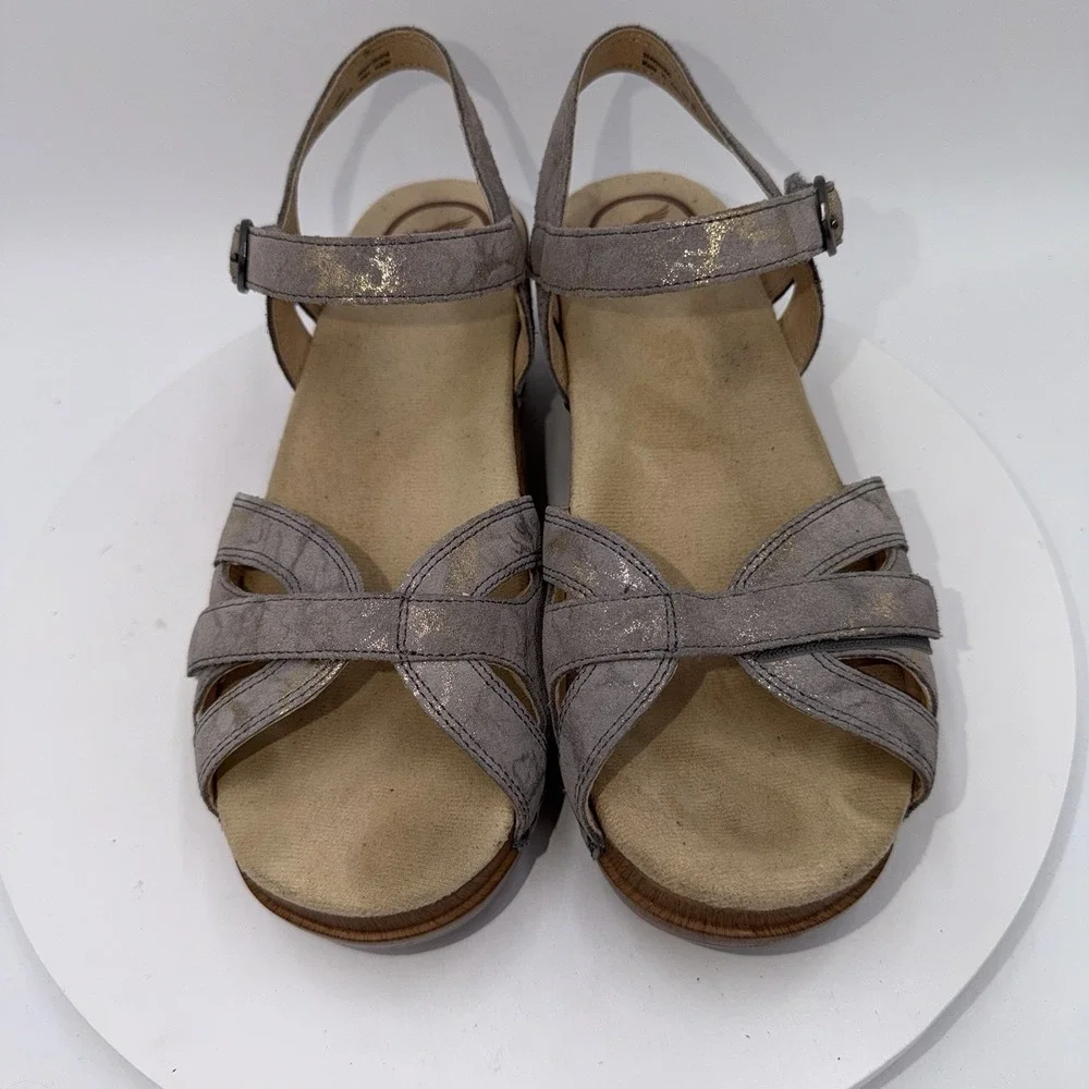 Dansko Season Slingback Sandals Silver Metallic Leather Women's Size 39/9